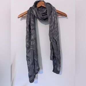 Silky feeling semi sheer long Gray Scarf Lightweight
